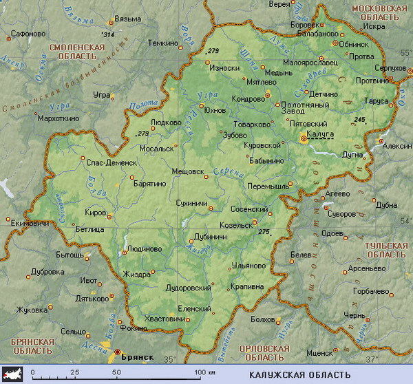 карта Калужской области