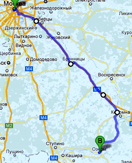 Карта Маршрута Москва Озеры по М5 Такси Москва Озеры, карта маршрутов до Озер,как доехать в Озеры?