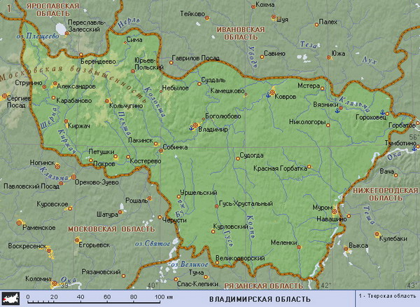 Карта Владимирской области