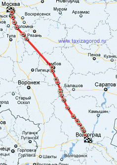 Подробная карта маршрута такси межгород Москва-Волгоград такси межгород,такси Москва Волгоград,такси за город,заказ минивэна до Волгограда
