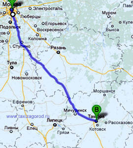 такси межгород, Москва Тамбов карта,заказ автобуса до Тамбова