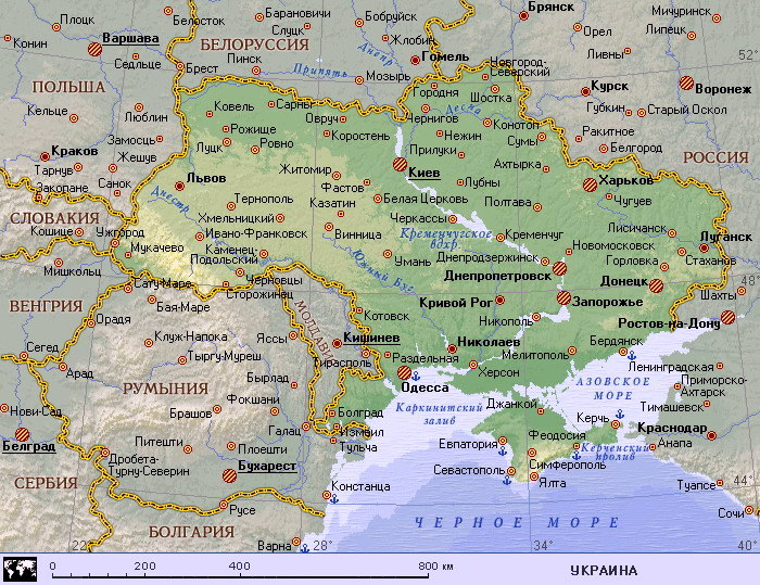 Подробная карта Украины такси Москва-Киев, карта Украина, доехать в Украину