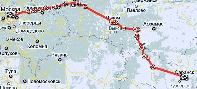 маршрут Москва-Саранск